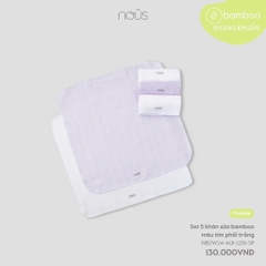 Set 5 khăn sữa bamboo màu tím phối trắng