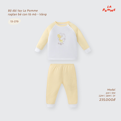 Bộ dài tay La Pomme raglan bé con tò mò