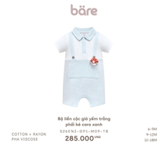 Bộ liền cộc giả yếm trắng phối kẻ caro xanh