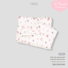 Khăn đa năng muslin 6 lớp họa tiết trái tim