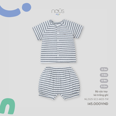 Bộ cộc tay kẻ trắng ghi