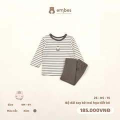 Bộ dài tay bé trai họa tiết kẻ 25-K5-15