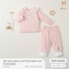 Bộ dài pima cotton đáp vai phối bèo DTM15