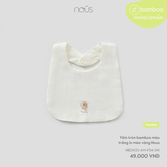 Yếm tròn bamboo màu trắng in mèo vàng Nous