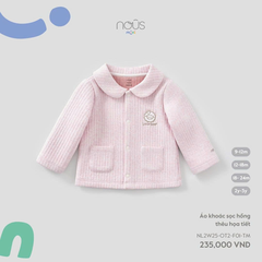 Áo khoác sọc hồng thêu họa tiết