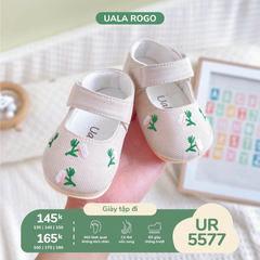 Giày Tập Đi Thêu Hoa Ghi UR5577