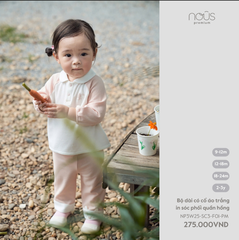 Bộ Dài Có Cổ Áo Trắng In Sóc Phối Quần Hồng NU2764