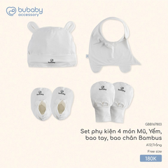 Set phụ kiện 4 món Mũ, Yếm, bao tay, bao chân Bambus GBB167803