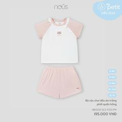 Bộ cộc chui đầu áo trắng phối quần hồng