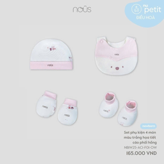 Set phụ kiện 4 món màu trắng họa tiết cáo phối hồng