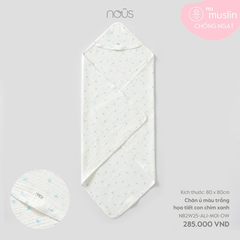 Chăn ủ màu trắng họa tiết con chim xanh
