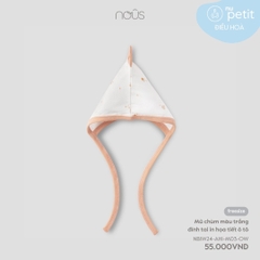 Mũ chùm màu trắng đính tai in họa tiết ô tô