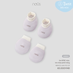Set Bao Tay Bao Chân Màu Tím Nhạt Phối Trắng NU2735