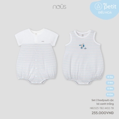 Set 2 bodysuit cộc kẻ xanh trắng