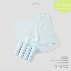 Set 5 khăn sữa bamboo màu xanh nhạt