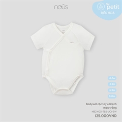 Bodysuit cộc tay cài lệch màu trắng