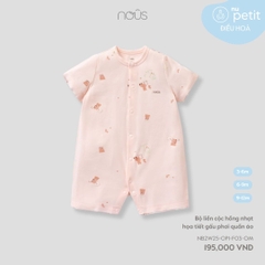 Bộ liền cộc hồng nhạt họa tiết gấu phơi quần áo