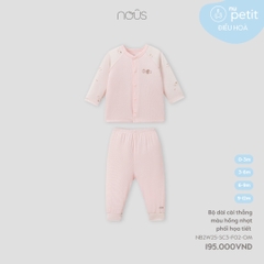 Bộ Dài Cài Thẳng Màu Hồng Nhạt Phối Họa Tiết NU2758