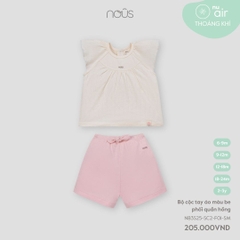 Bộ cộc tay áo màu be phối quần hồng
