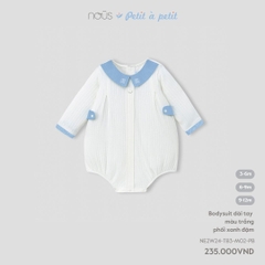 Bodysuit dài tay màu trắng phối xanh đậm