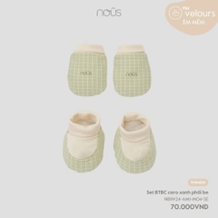 Set Bao Tay Bao Chân Caro Xanh Phối Be NU2058