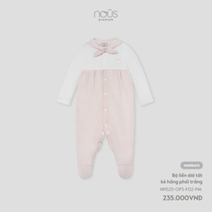 Bộ liền dài tất kẻ hồng phối trắng