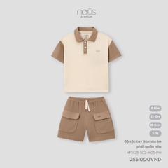 Bộ cộc tay áo màu be phối quần nâu