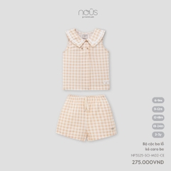 Bộ cộc ba lỗ kẻ caro be