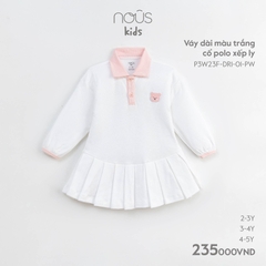 Váy Dài Màu Trắng Cổ Polo Xếp Ly NU1874