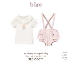 Bộ yếm và áo be phối hồng