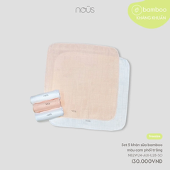 Set 5 khăn sữa bamboo màu cam phối trắng