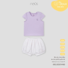 Bộ cộc chui đầu áo tím phối quần kẻ