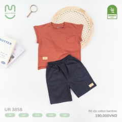 Bộ cộc cotton bamboo Uala in túi ngực UR3858