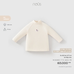 Áo dài tay cổ 3 cm be đáp mác