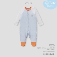 Bộ Liền Dài Màu Xanh Chấm Bi In Họa Tiết Vịt NU1593