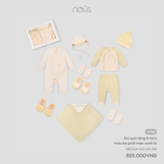 Set Quà Tặng 9 Món Màu Be Phối Màu Xanh Lá NU1674