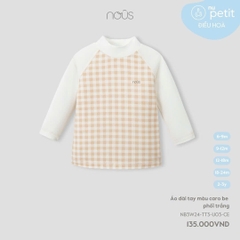 Áo dài tay màu caro be phối trắng