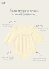 Romper Dài Tay Cổ Vuông Muslin