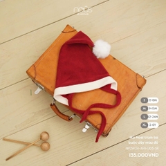 Mũ Noel trùm tai buộc dây màu đỏ