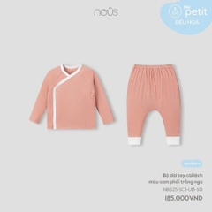 Bộ Dài Tay Cài Lệch Màu Cam Phối Trắng Ngà NU2349