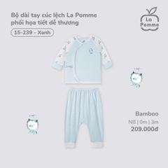 Bộ Dài Tay Cúc Lệch La Pomme Phối Họa Tiết Dễ Thương 15239