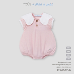 Bodysuit cộc tay màu hồng thêu trang trí