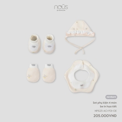Set phụ kiện 4 món be in họa tiết