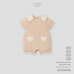 Bộ liền cộc màu be phối caro xanh
