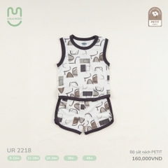 Bộ ba lỗ petit Uala in họa tiết vuông UR2218