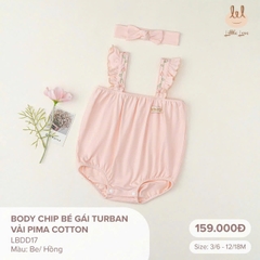 Body chip bé gái turban vải pima cotton LBDD17