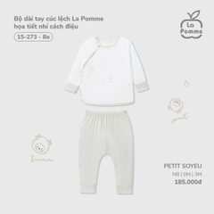 Bộ dài tay cúc lệch La Pomme họa tiết nhí cách điệu 15273