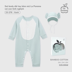 Set body dài tay kèm mũ La Pomme voi con tinh nghịch 23276