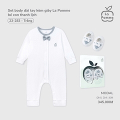 Set body dài tay kèm giày La Pomme bé con thanh lịch 23283