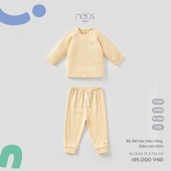 Bộ dài tay màu vàng thêu con chim